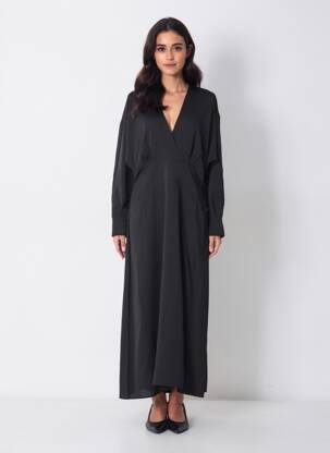 Rochie lungă negru MANGO femeie