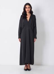 Rochie lungă negru MANGO femeie