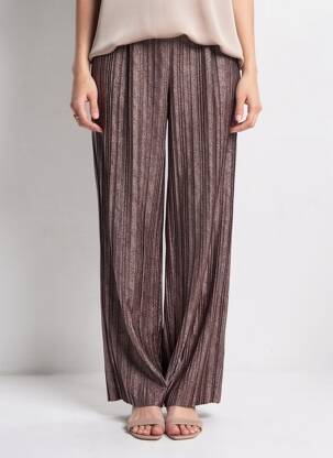 Pantalon larg argintiu OBJECT femeie