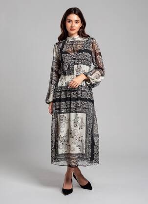 Rochie lungă negru MANGO femeie