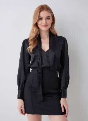 Cămașă negru ASTRID BLACK LABEL femeie