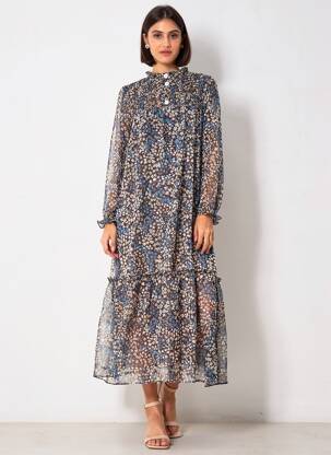 Rochie lungă maro MANGO femeie