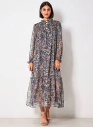 Rochie lungă maro MANGO femeie
