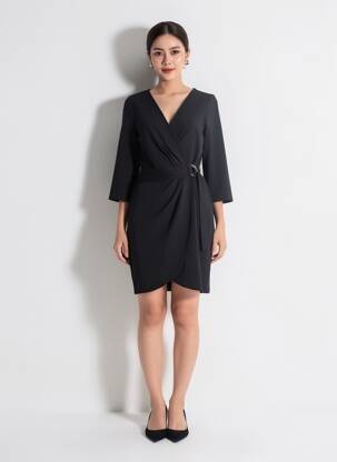 Rochie midi negru MORGAN femeie