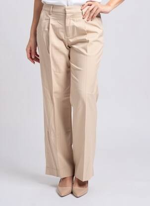 Pantalon drept bej MANGO femeie