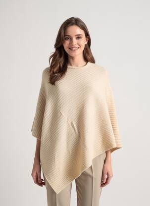 Poncho bej PIECES femeie