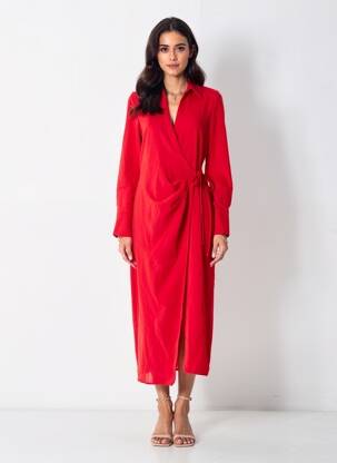 Rochie lungă roșu MANGO femeie