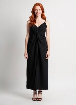 Rochie lungă negru MANGO femeie