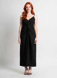 Rochie lungă negru MANGO femeie