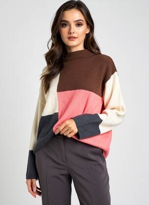 Pulover cu guler înalt multicolor TOM TAILOR femeie