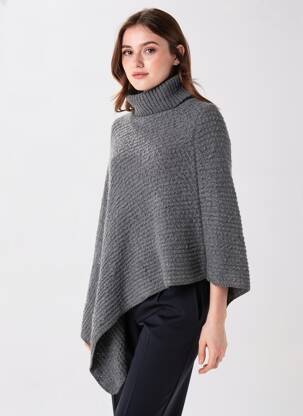 Poncho gri PIECES femeie