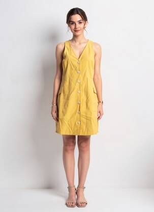 Rochie scurtă galben MANGO femeie