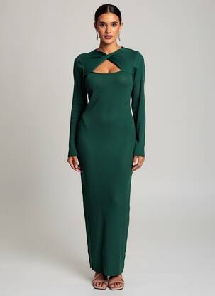 Rochie lungă verde MORGAN femeie