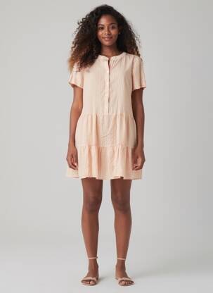 Rochie scurtă mâneci scurte mâneci scurte portocalie VERO MODA femeie