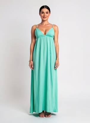 Rochie lungă fără mâneci fără mâneci verde ONLY femeie