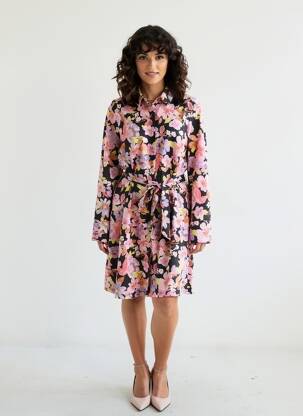 Rochie midi guler rotund roz VERO MODA femeie