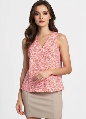 Bluză guler în v fără mâneci roșu VERO MODA femeie