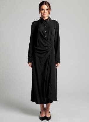 Rochie lungă negru MANGO femeie