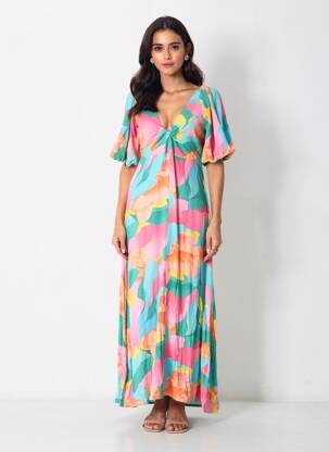 Rochie lungă albastru VILA femeie