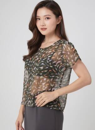 Tricou guler rotund verde ONLY femeie