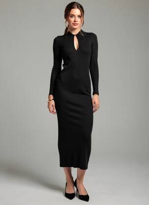 Rochie lungă negru MANGO femeie