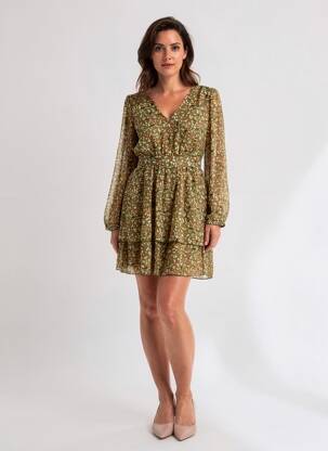 Rochie midi mâneci lungi mâneci lungi verde ONLY femeie