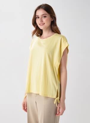 Tricou guler rotund mâneci scurte galben VERO MODA femeie