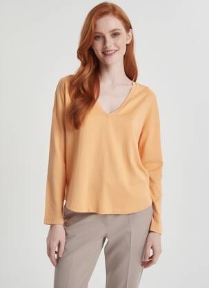 Tricou portocaliu MANGO femme