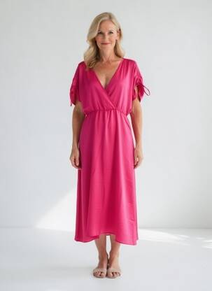 Rochie scurtă guler în v roz VERO MODA femeie