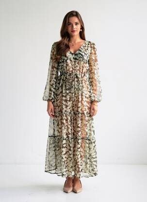 Rochie lungă negru MANGO femeie