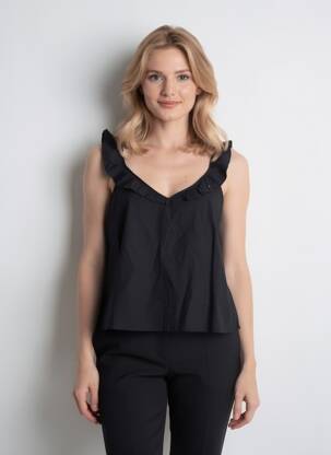 Bluză guler în v fără mâneci negru VERO MODA femeie