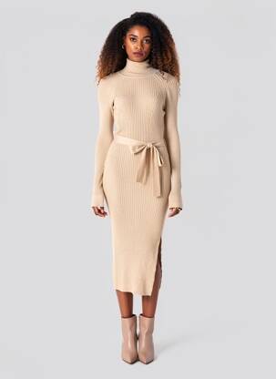 Rochie pulover bej MANGO femeie
