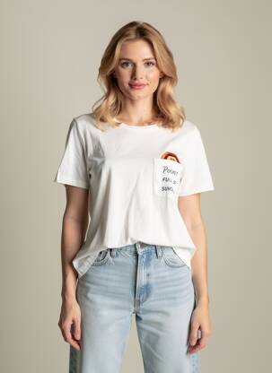 Tricou guler rotund mâneci scurte alb VERO MODA femeie