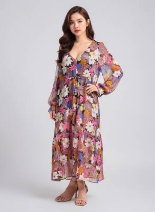 Rochie lungă roz NAF NAF femeie