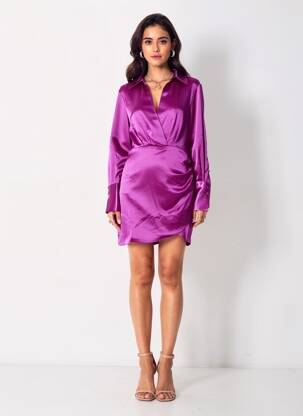 Rochie midi violet MANGO femeie
