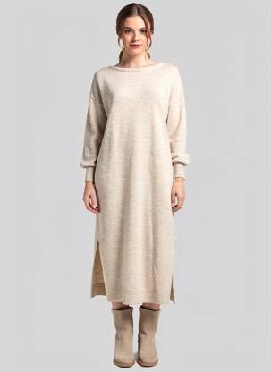 Rochie pulover mâneci lungi mâneci lungi bej VERO MODA femeie