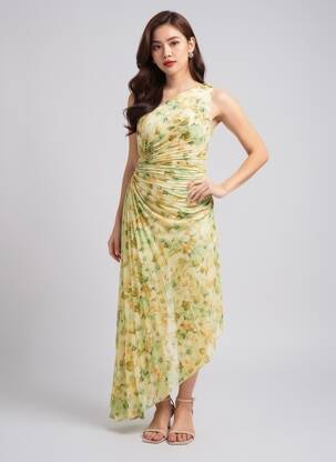 Rochie lungă galben MANGO femeie