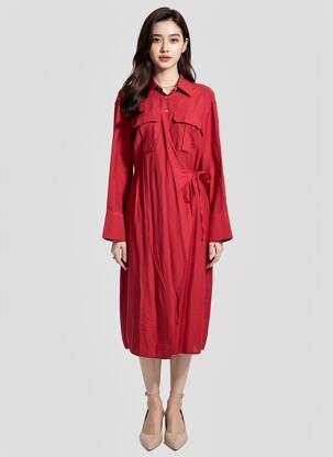Rochie midi roșu MANGO femeie