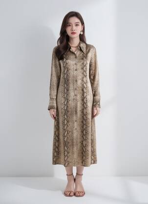 Rochie lungă bej MANGO femeie
