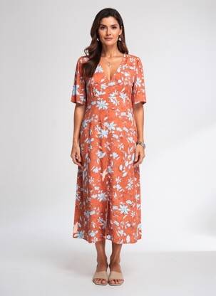 Rochie scurtă portocalie ESPRIT femeie