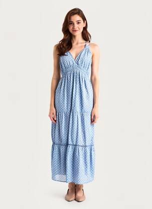 Rochie lungă albastru MANGO femeie