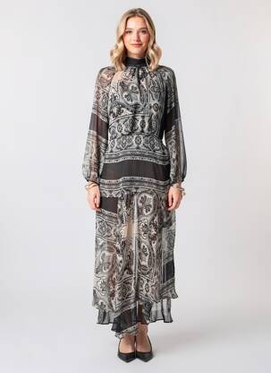 Rochie lungă negru MANGO femeie