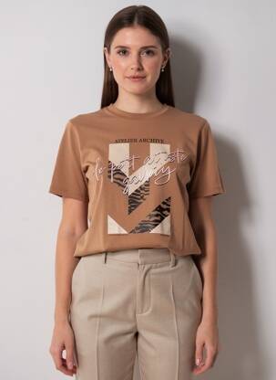 Tricou guler rotund mâneci scurte maro ONLY femeie