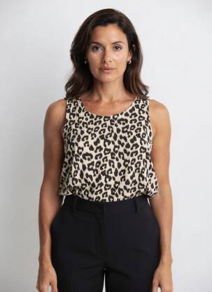 Bluză guler rotund fără mâneci maro VERO MODA femeie