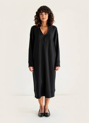 Rochie lungă mâneci lungi mâneci lungi negru CARMAKOMA femeie