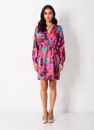 Rochie midi guler în v roșu VERO MODA femeie
