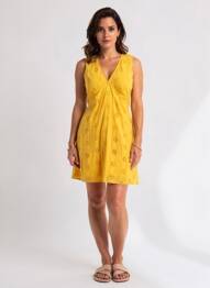Rochie scurtă fără mâneci fără mâneci galben VERO MODA femeie