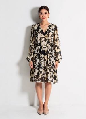 Rochie midi mâneci lungi mâneci lungi negru VILA femme