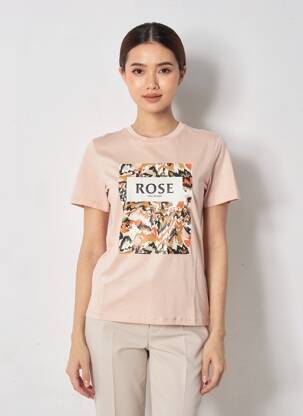 Tricou croială dreaptă mâneci scurte roz ONLY femeie