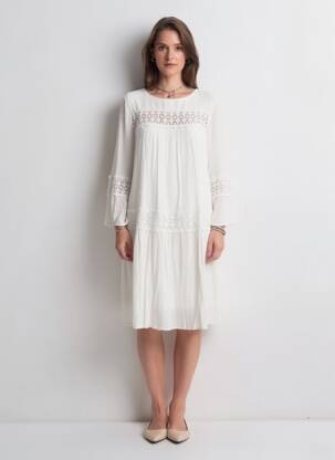 Rochie midi mâneci 3/4 mâneci 3/4 alb ONLY femeie